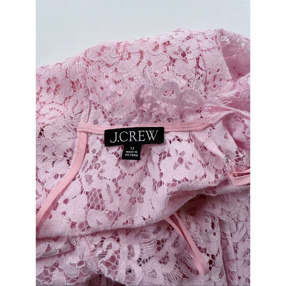 J.Crew Scalloped Lace Mockneck Top Pink Floral Lined Womens Size 12 Blouse NWOT - Picture 3 of 10